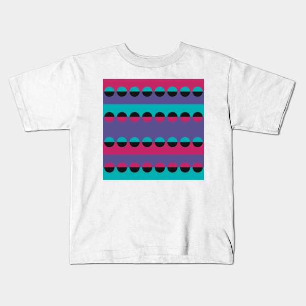 Half Circles & Stripes Pattern Kids T-Shirt by Slepowronski